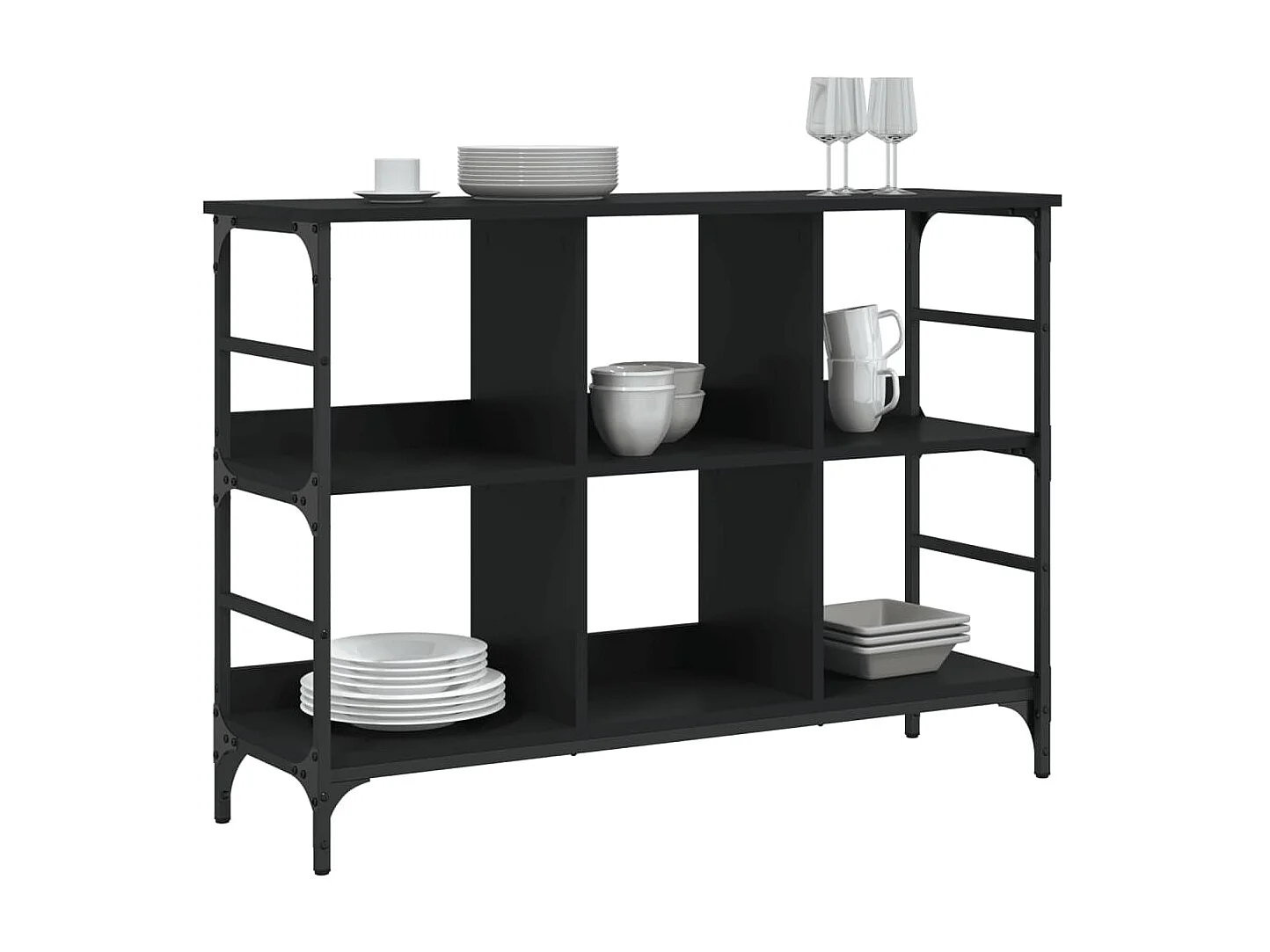 Sideboard Schwarz Anrichte 102x32x73,5 cm Holzwerkstoff -RM82065