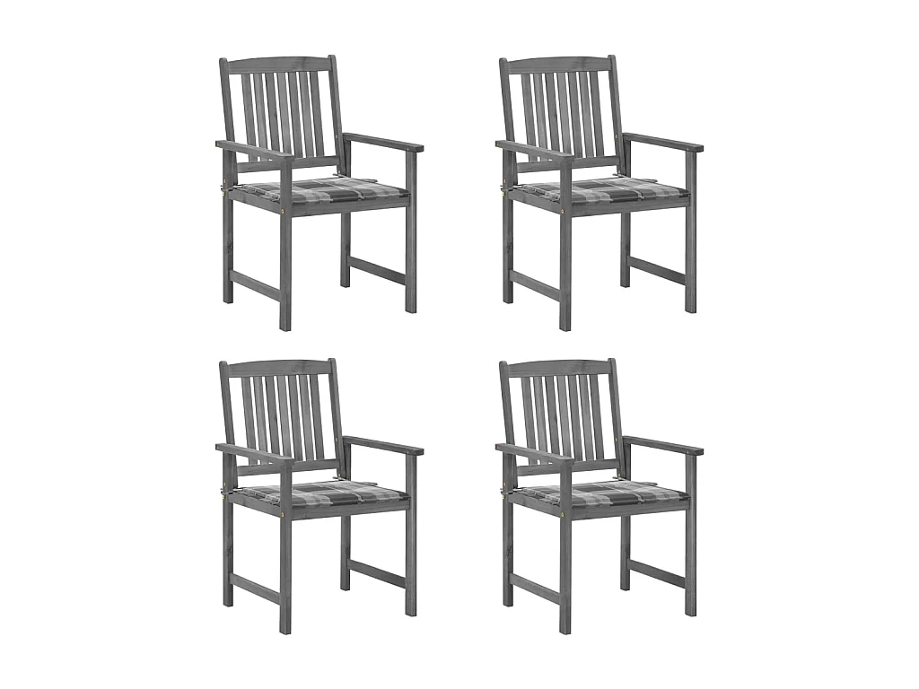 Chaises de jardin avec coussins 4 pcs Gris Bois d'acacia massif SEF23957