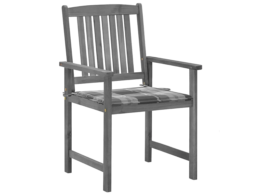 Chaises de jardin avec coussins 4 pcs Gris Bois d'acacia massif SEF23957