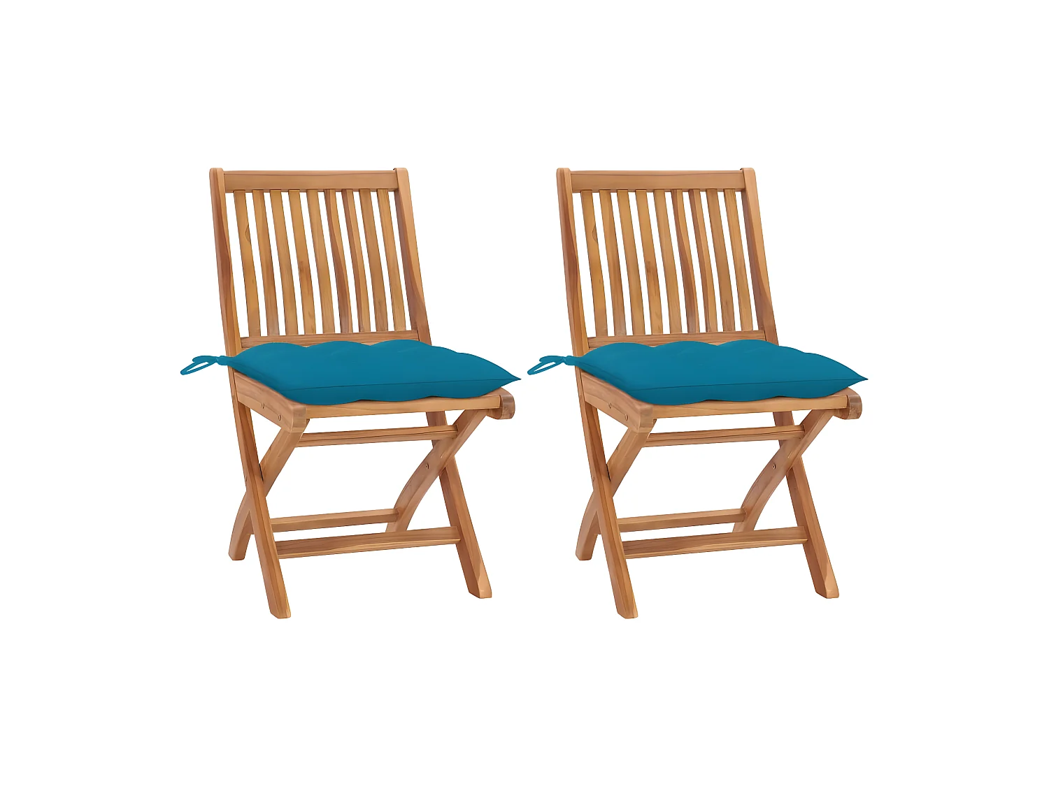 Chaises de jardin 2 pcs avec coussins bleu clair Teck massif SEF68699