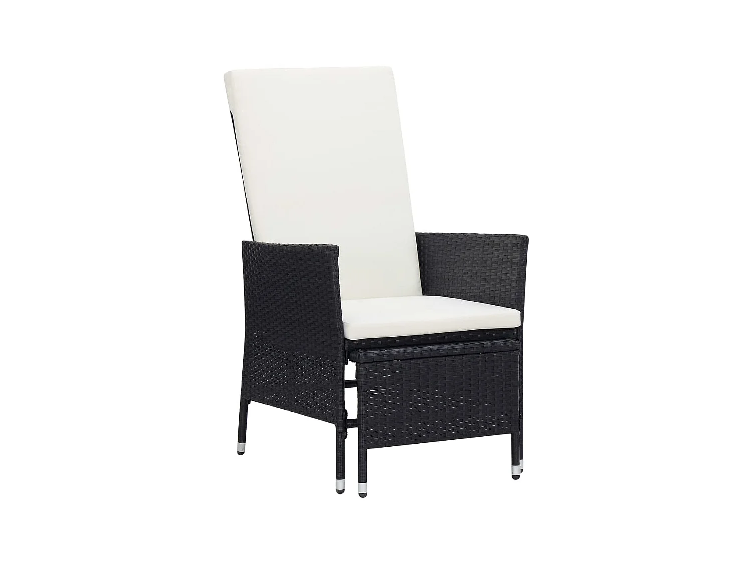 Chaise inclinable de jardin avec coussins Résine tressée Noir SEF64585
