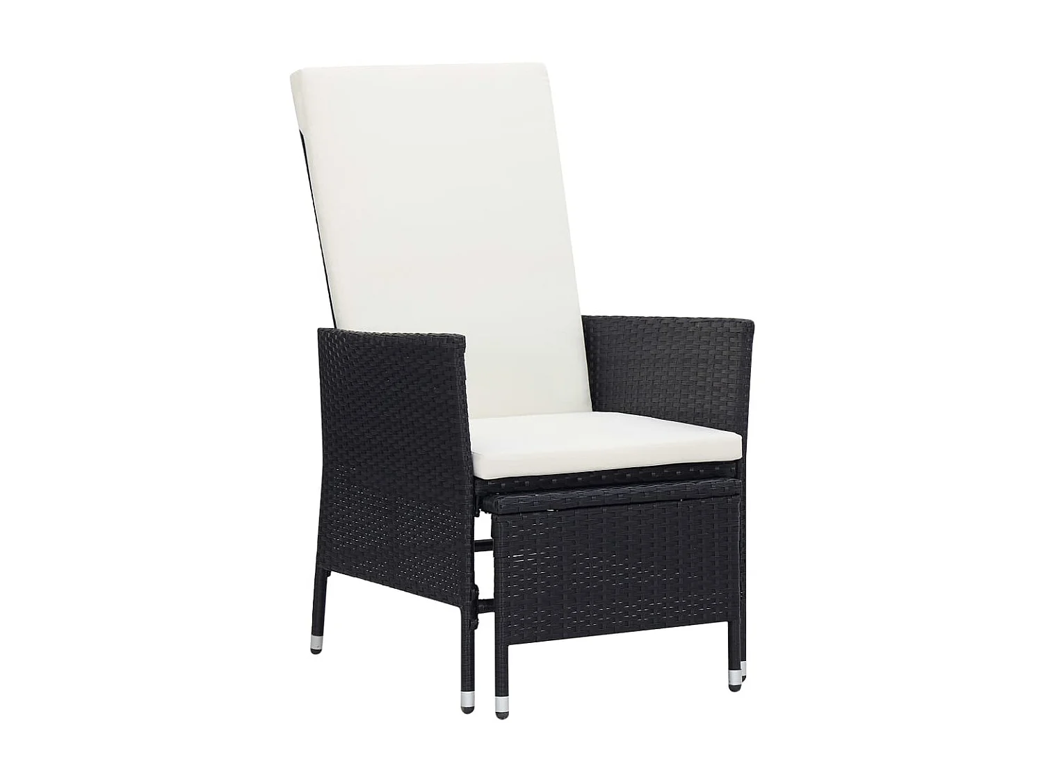 Chaise inclinable de jardin avec coussins Résine tressée Noir SEF64585