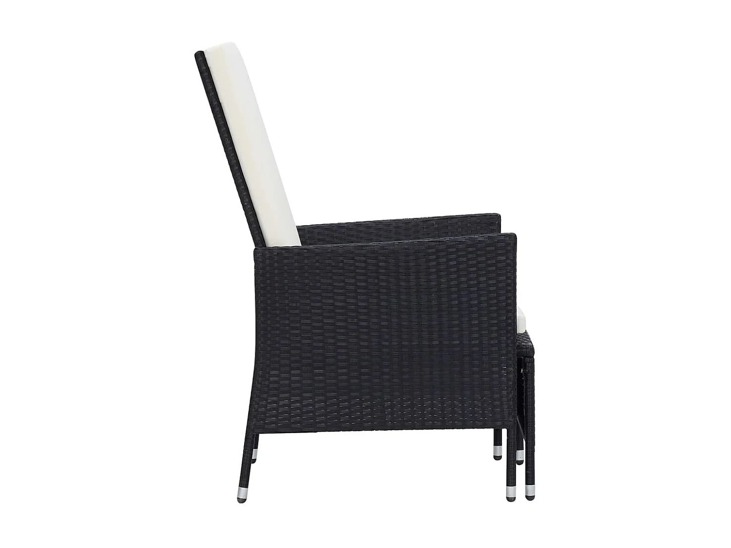 Chaise inclinable de jardin avec coussins Résine tressée Noir SEF64585