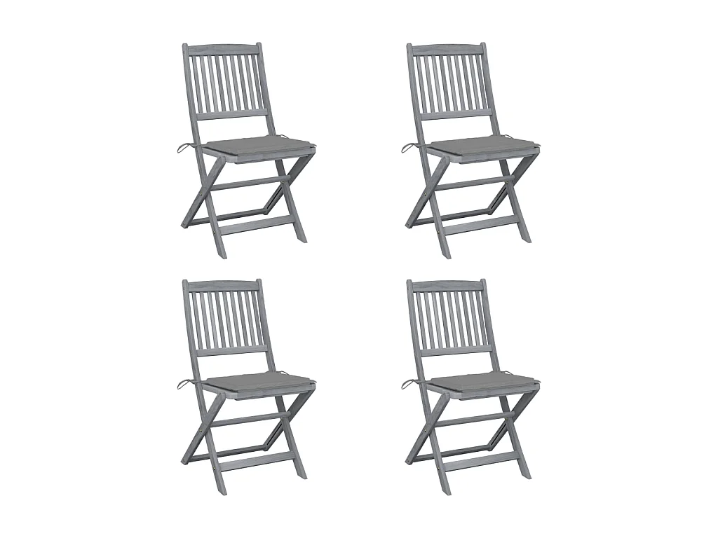 Chaises pliables d'extérieur 4 pcs avec coussins Bois d'acacia SEF37713