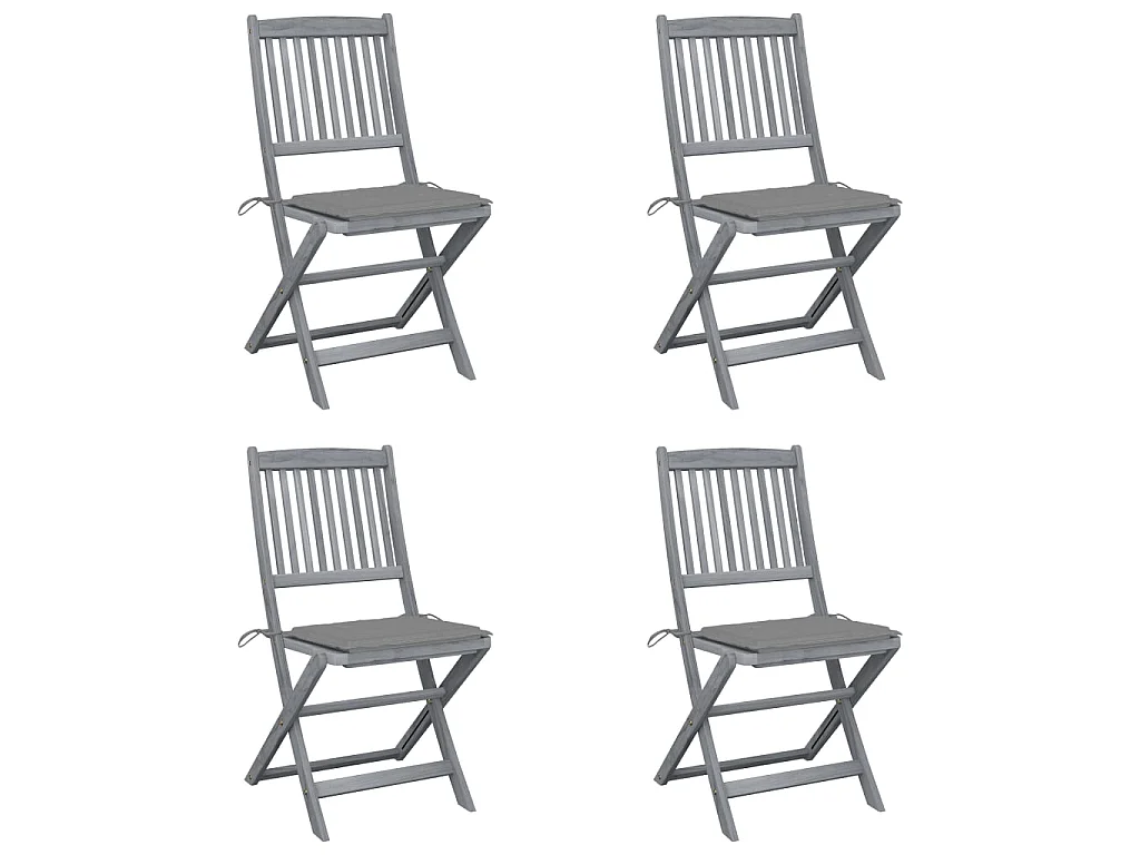 Chaises pliables d'extérieur 4 pcs avec coussins Bois d'acacia SEF37713