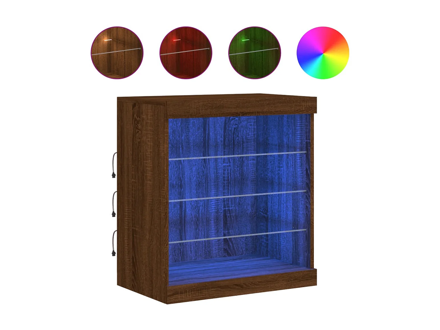 Sideboard Braun Anrichte mit LED-Leuchten Eichen-Optik 60,5x37x67 cm -RM83245