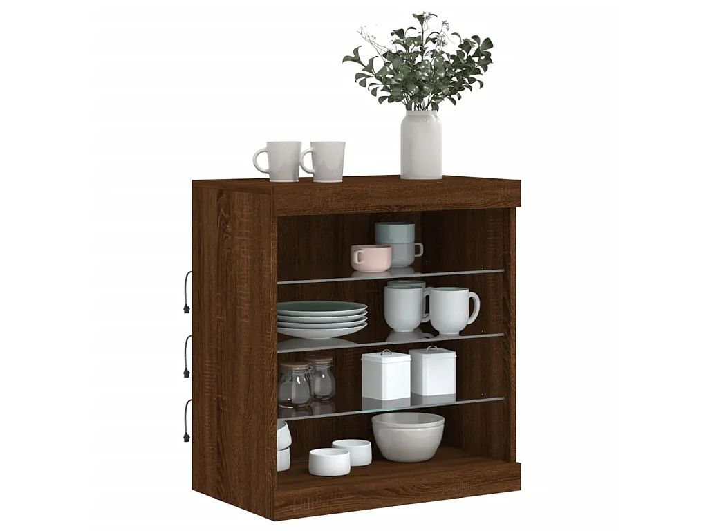 Sideboard Braun Anrichte mit LED-Leuchten Eichen-Optik 60,5x37x67 cm -RM83245