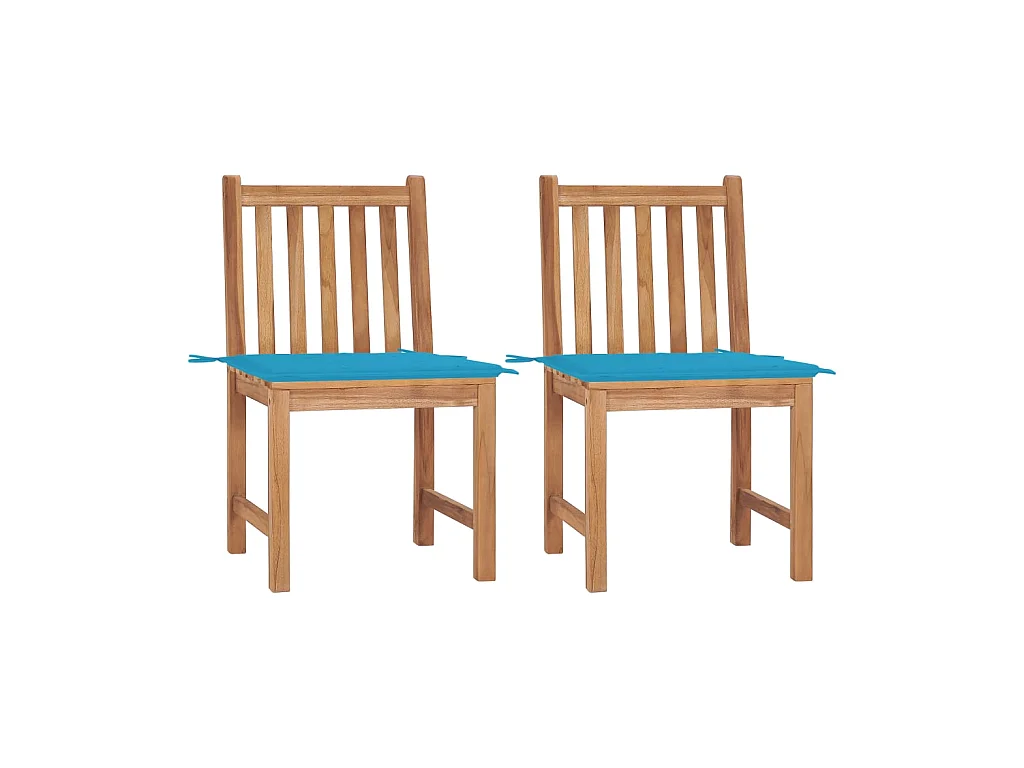 Chaises de jardin 2 pcs avec coussins Bois de teck massif SEF60263