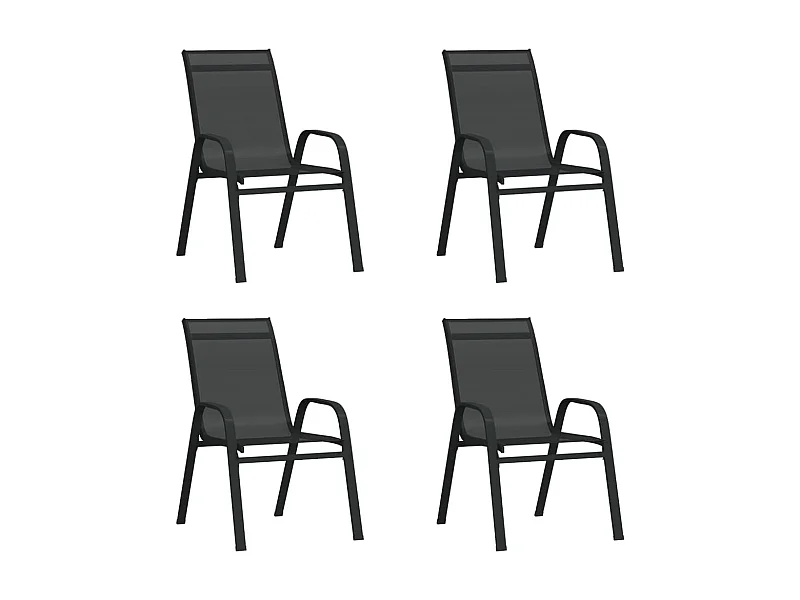 Cadeiras de jardim empilháveis 4 pcs textilene preto PT397990