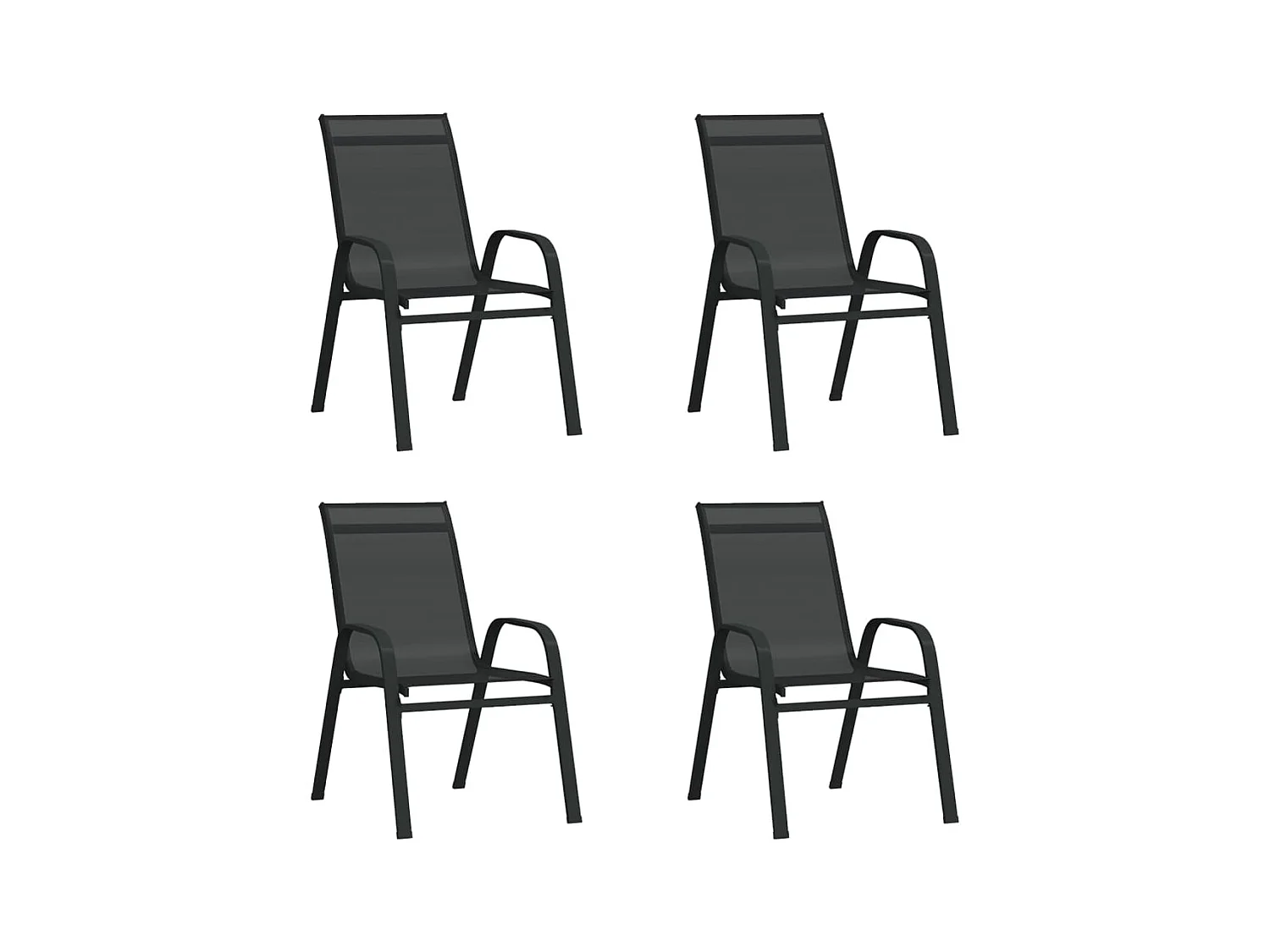 Chaises empilables de jardin 4 pcs Noir Tissu textilène SEF92347