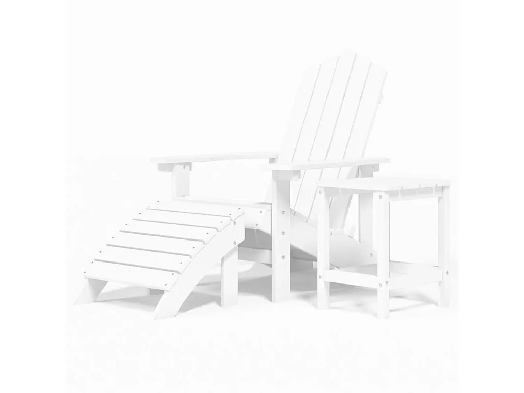 Chaise de jardin Adirondack repose-pied table PEHD Blanc SEF35736