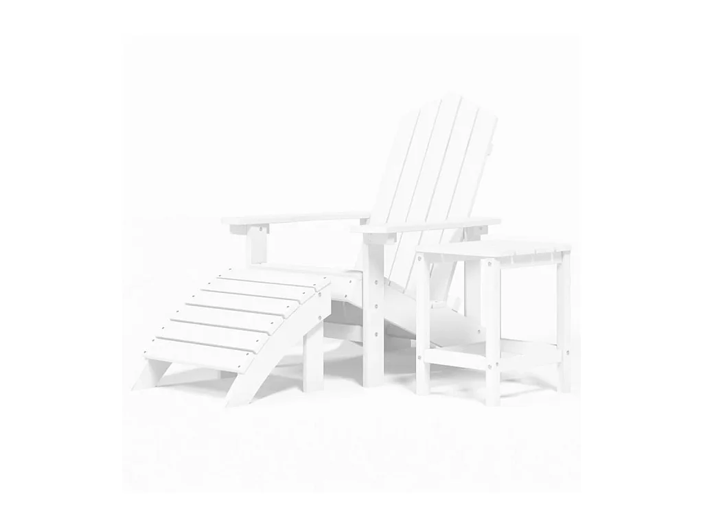 Chaise de jardin Adirondack repose-pied table PEHD Blanc SEF35736