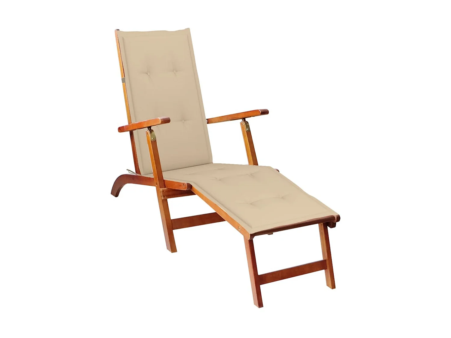 Chaise de terrasse avec repose-pied et coussin Acacia solide SEF28029