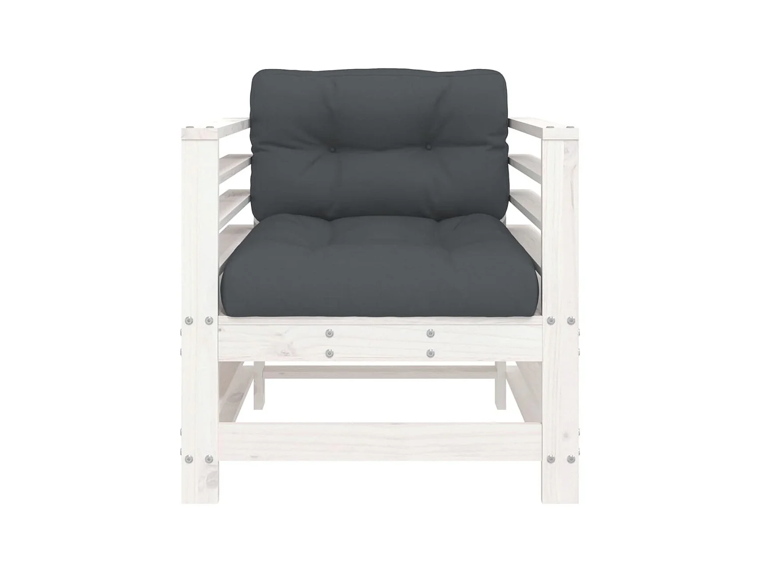 lot de 2 Chaises de jardin avec coussins blanc bois de pin massif PWRS25499