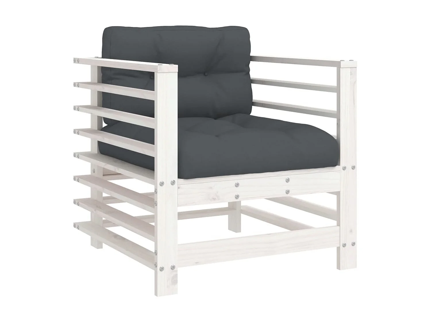 lot de 2 Chaises de jardin avec coussins blanc bois de pin massif PWRS25499