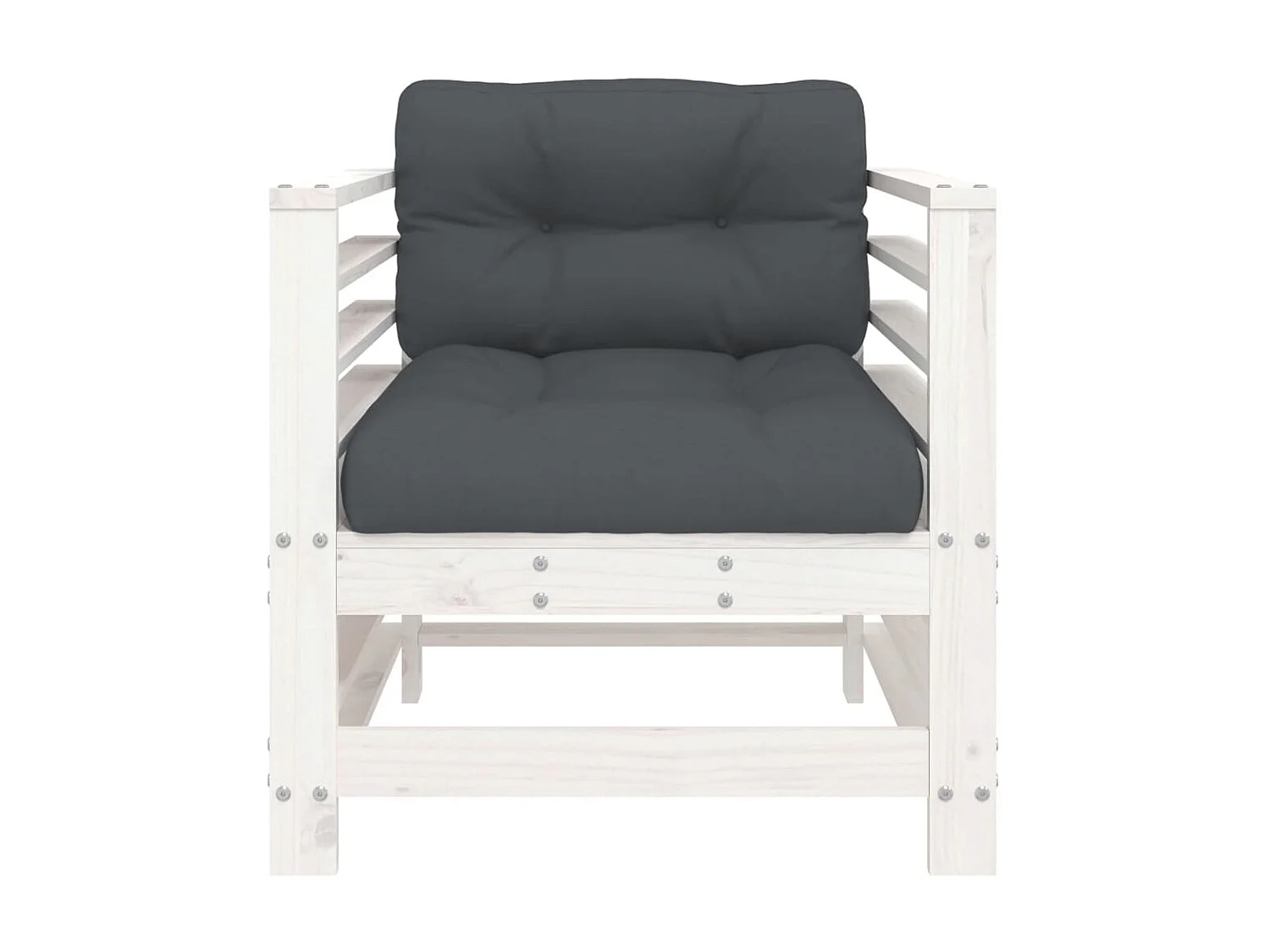 lot de 2 Chaises de jardin avec coussins blanc bois de pin massif PWRS25499