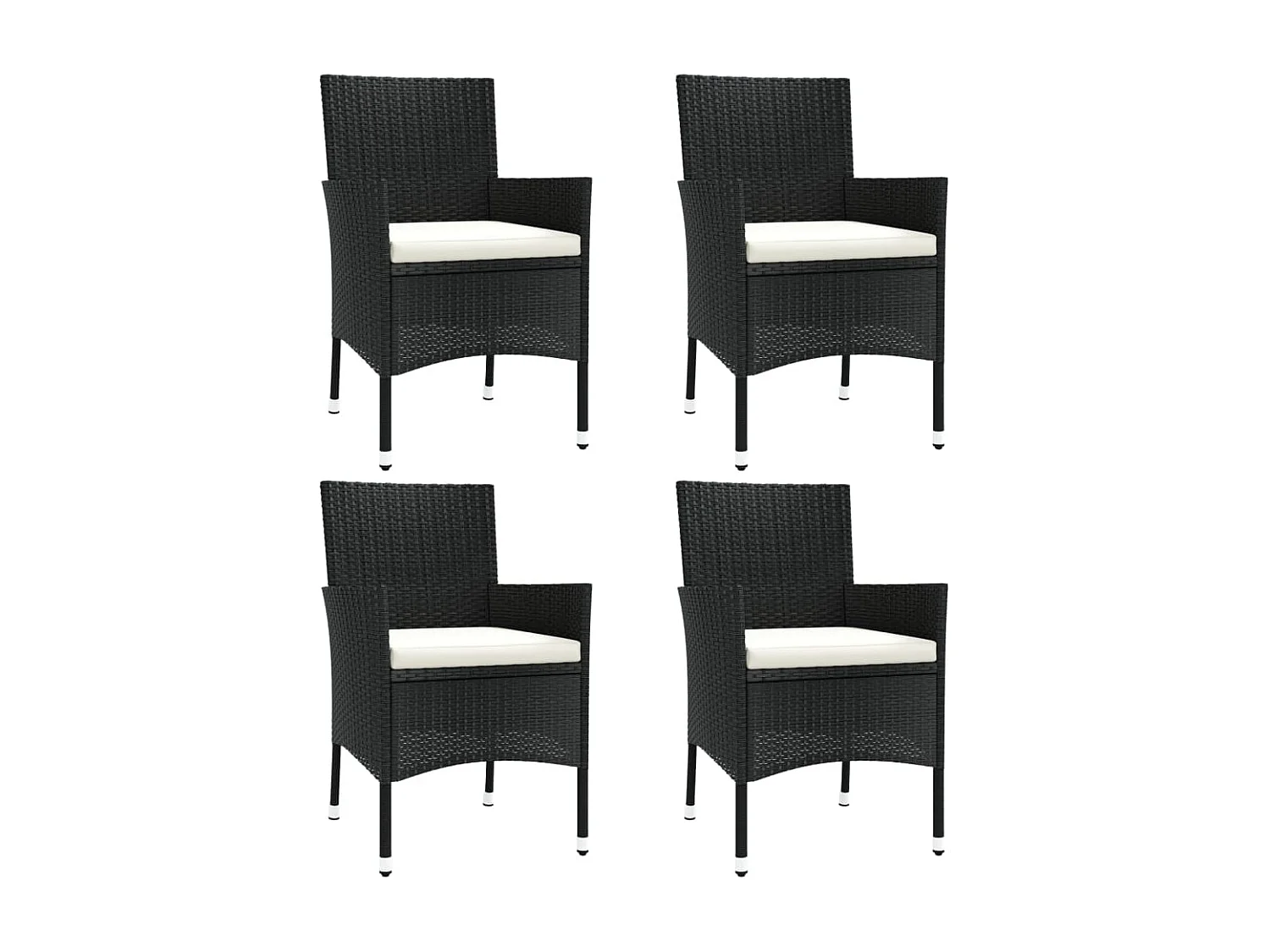 Chaises de jardin avec coussins 4 pcs Résine tressée Noir SEF18159