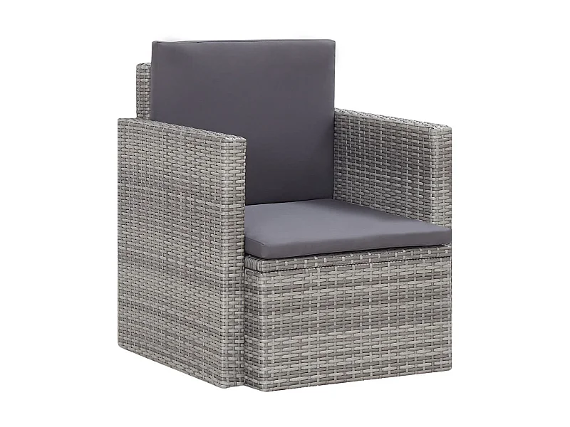 Chaise de jardin avec coussins Résine tressée Gris SEF51546