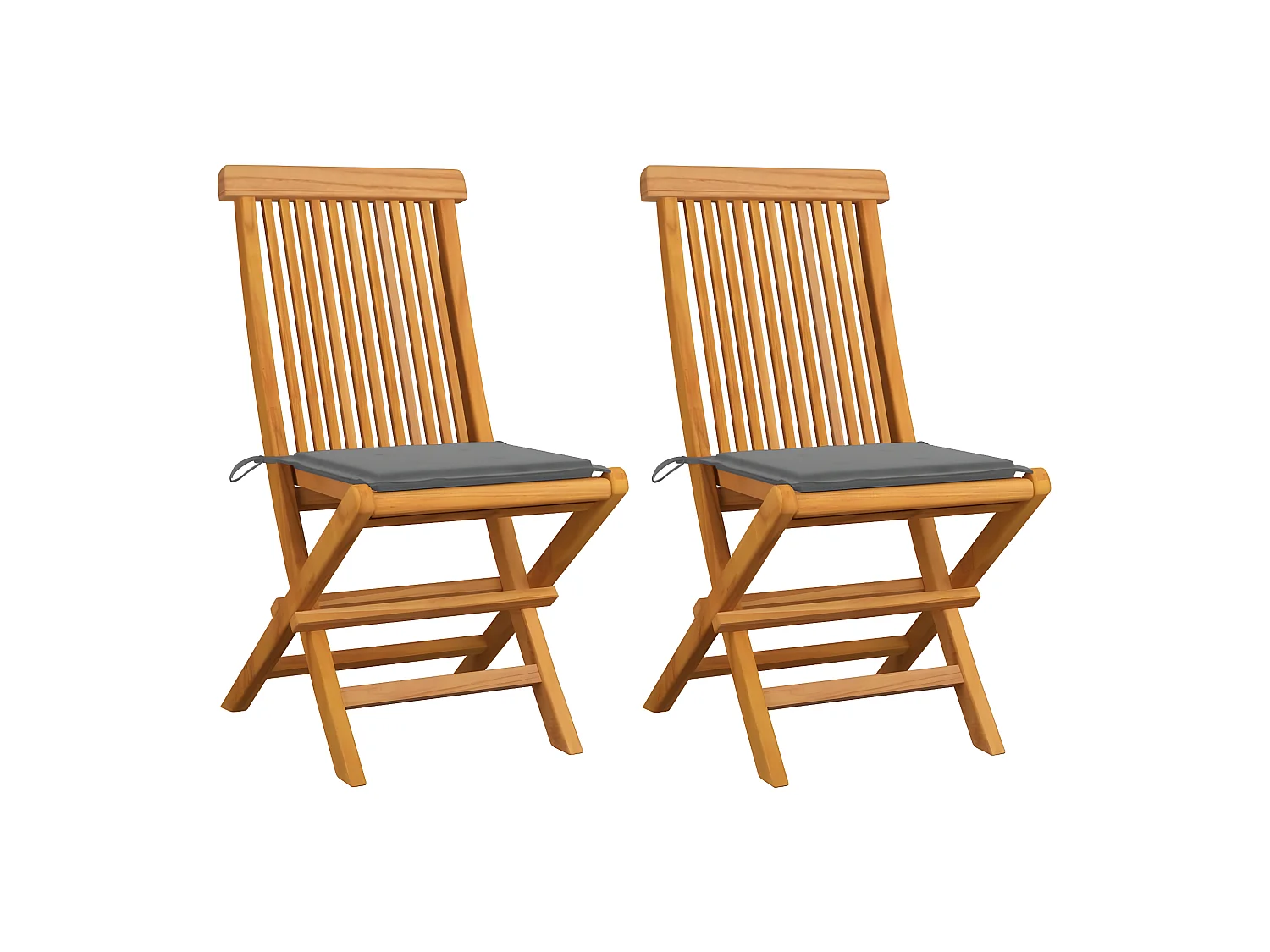 Chaises de jardin avec coussins gris 2 pcs Bois de teck massif SEF22593