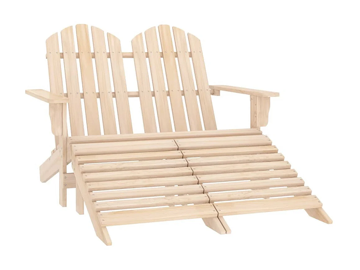 Cadeira de jardim e otomano Adirondack 2 lugares abeto PT192602