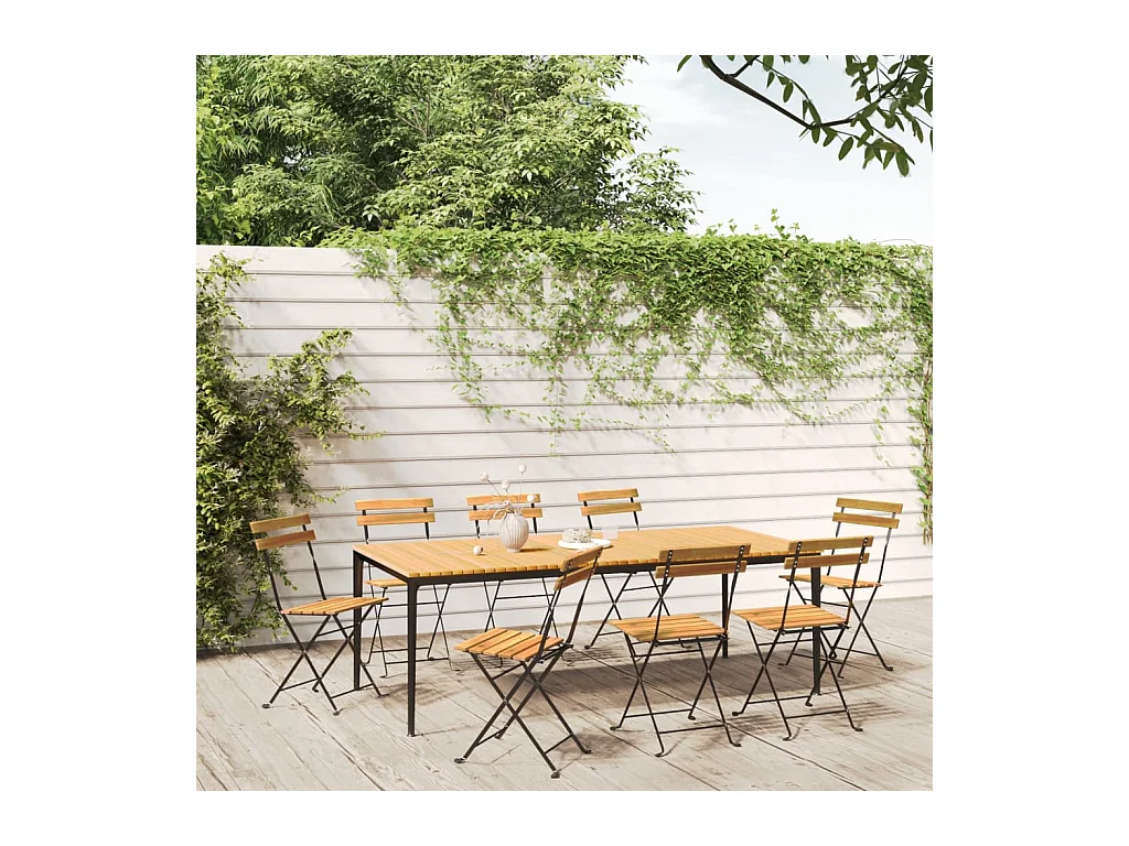 Chaises pliables de jardin 8 pcs Acier et bois d'acacia massif SEF27084