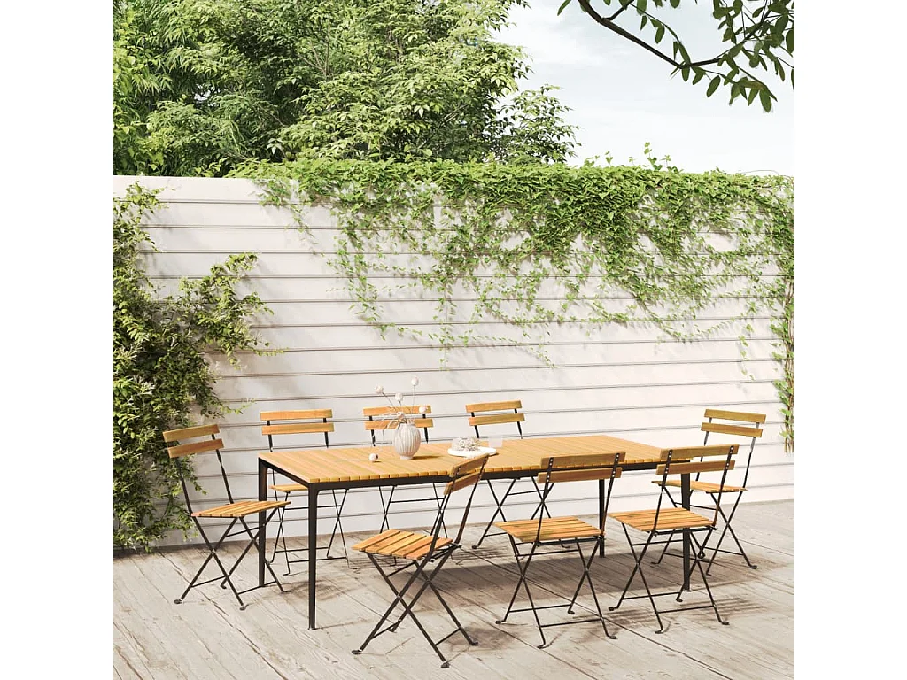 Chaises pliables de jardin 8 pcs Acier et bois d'acacia massif SEF27084