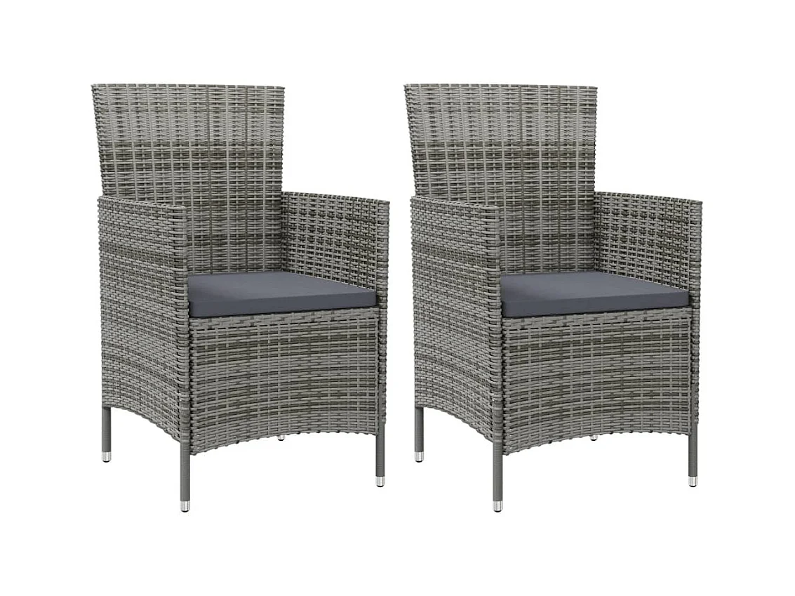 Chaises de jardin avec coussins 2 pcs Résine tressée Gris SEF11551