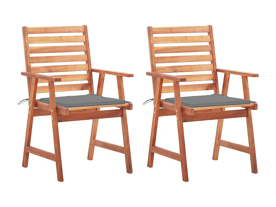 Chaises à dîner d'extérieur 2 pcs avec coussins Acacia massif SEF73493