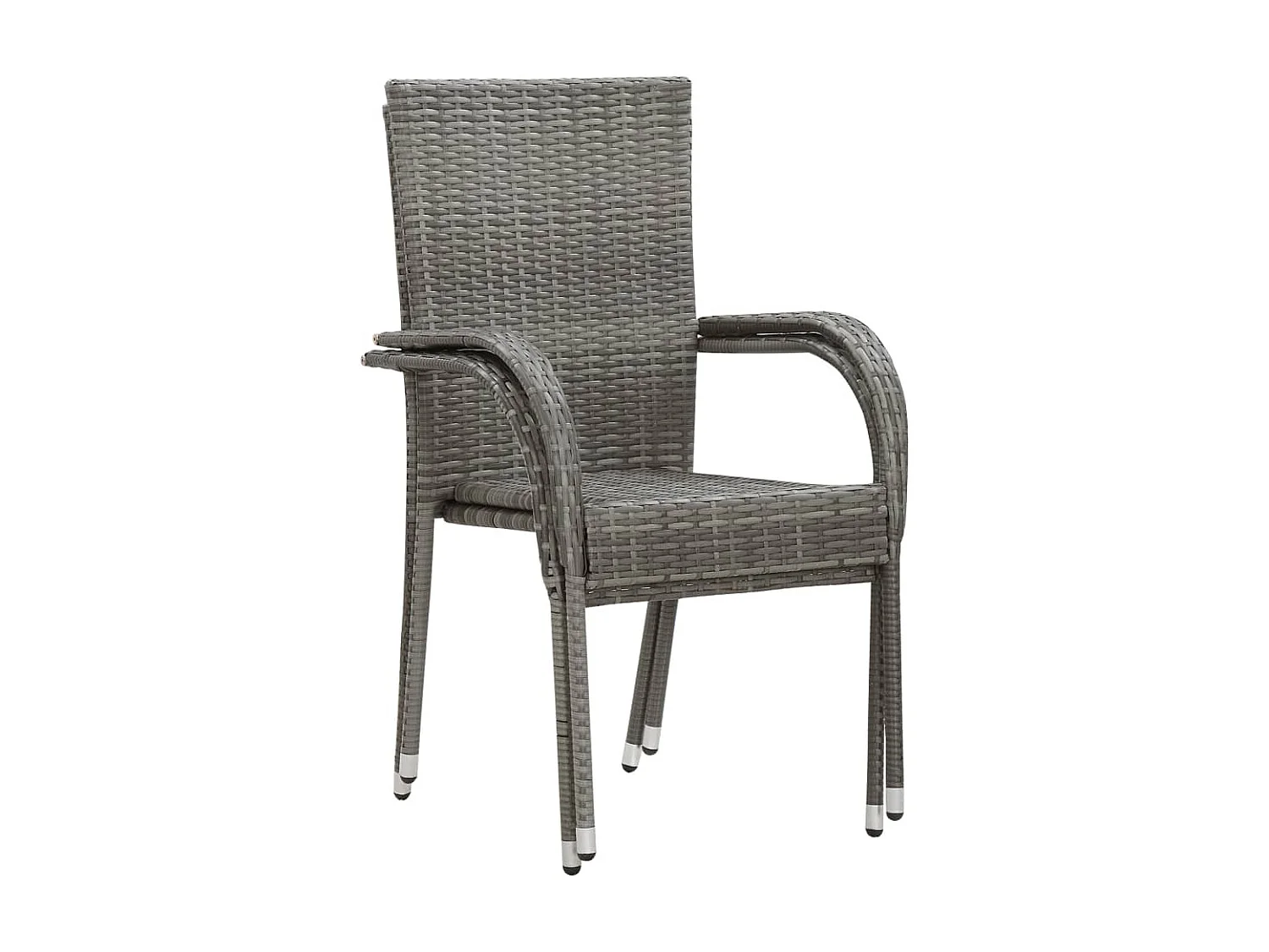 Chaises empilables d'extérieur 2 pcs Gris Résine tressée SEF50720