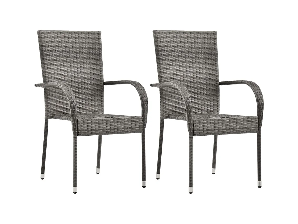 Chaises empilables d'extérieur 2 pcs Gris Résine tressée SEF50720