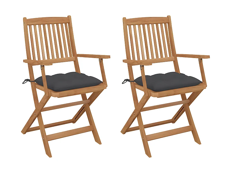 Sillas de jardín plegables 2 uds y cojines madera maciza acacia ES43926