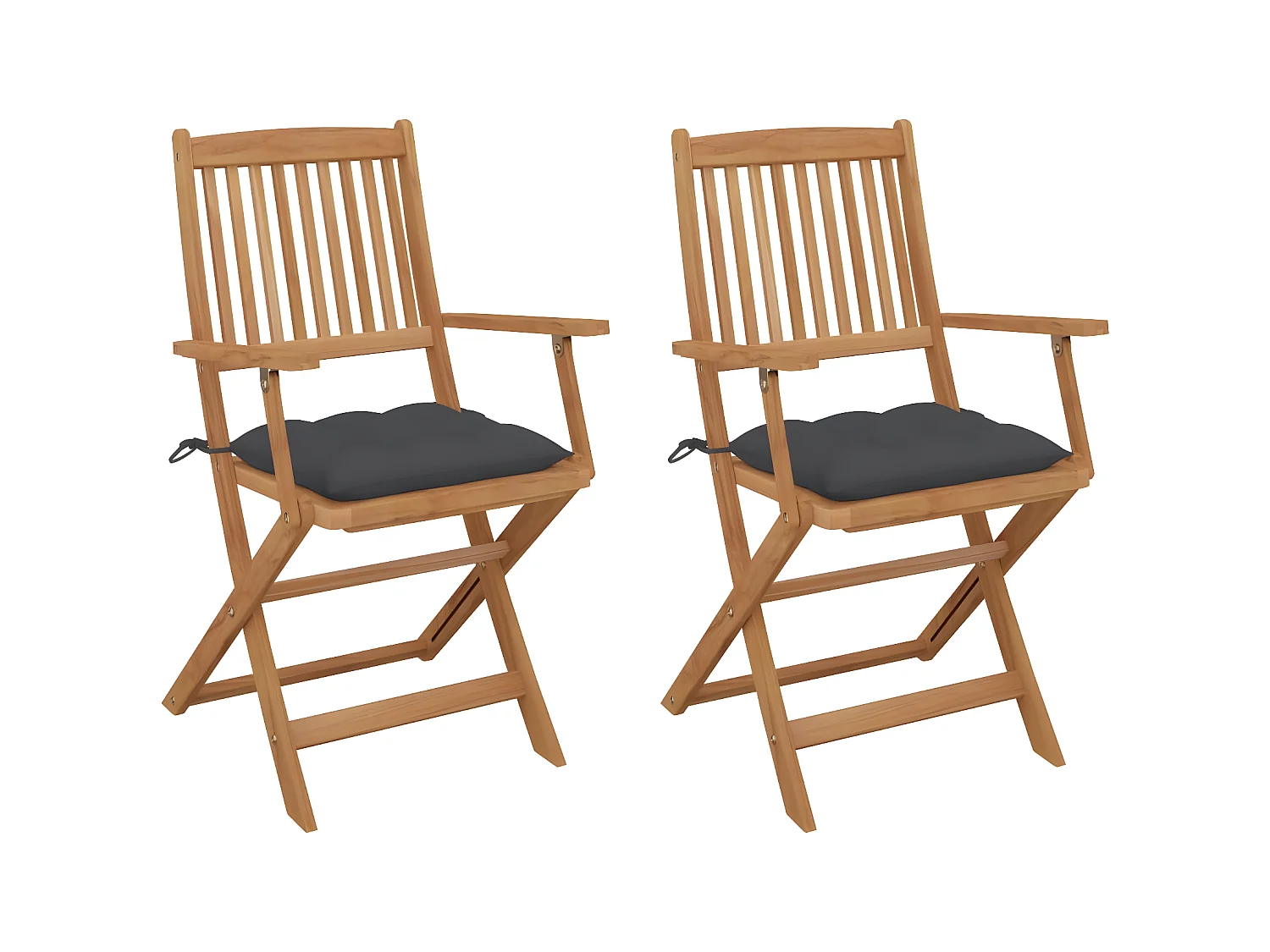 Chaises pliables de jardin 2 pcs avec coussins Bois d'acacia SEF77545