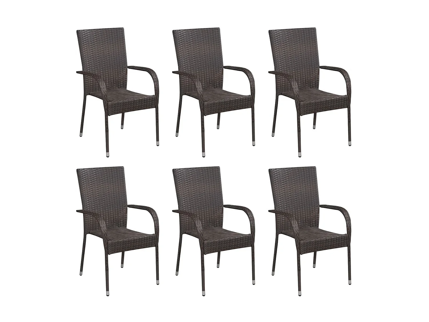 Chaises empilables d'extérieur 6 pcs Résine tressée Marron SEF49556