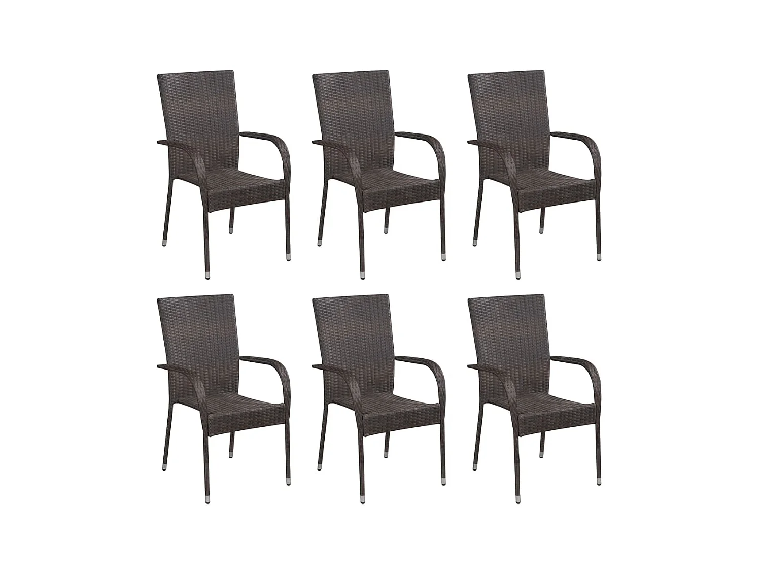 Chaises empilables d'extérieur 6 pcs Résine tressée Marron SEF49556