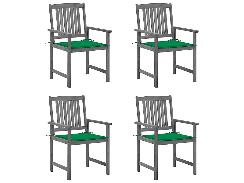 Sillas de jardín con cojines 4 uds madera maciza de acacia gris ES24416