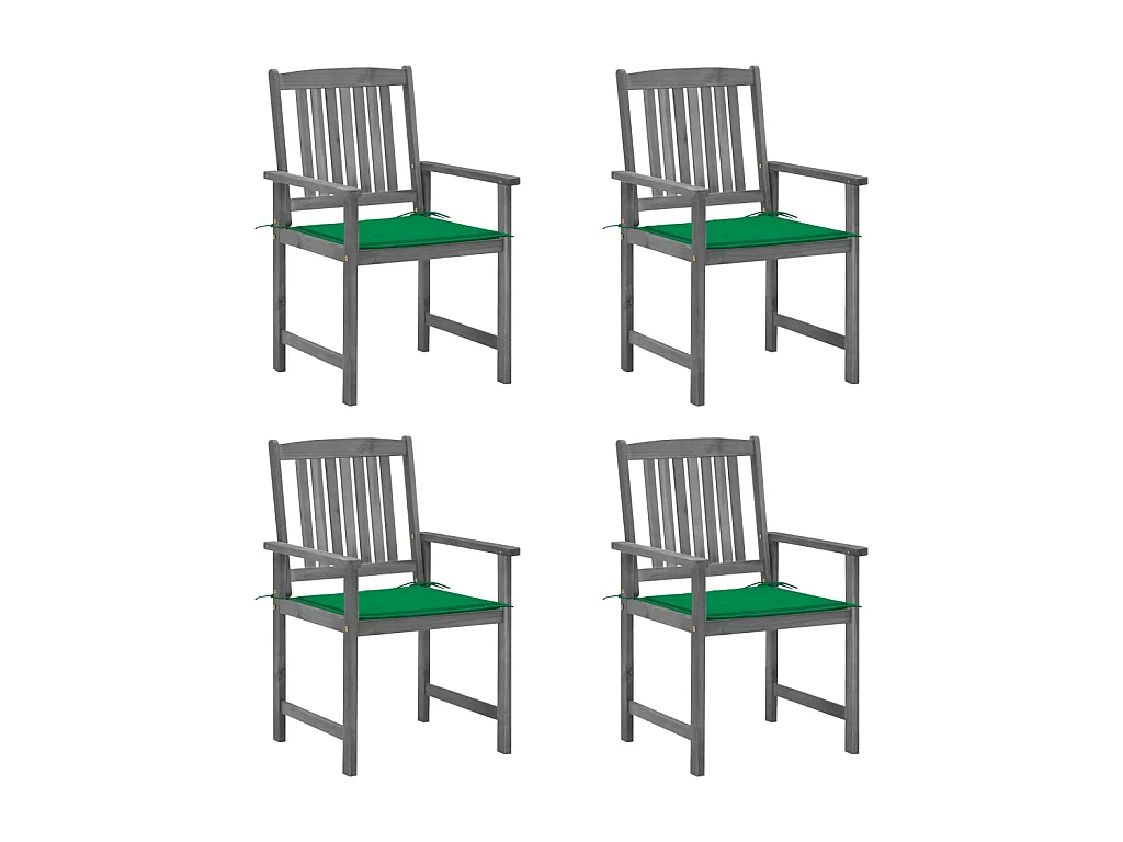 Chaises de jardin avec coussins 4 pcs Gris Bois d'acacia massif SEF71634