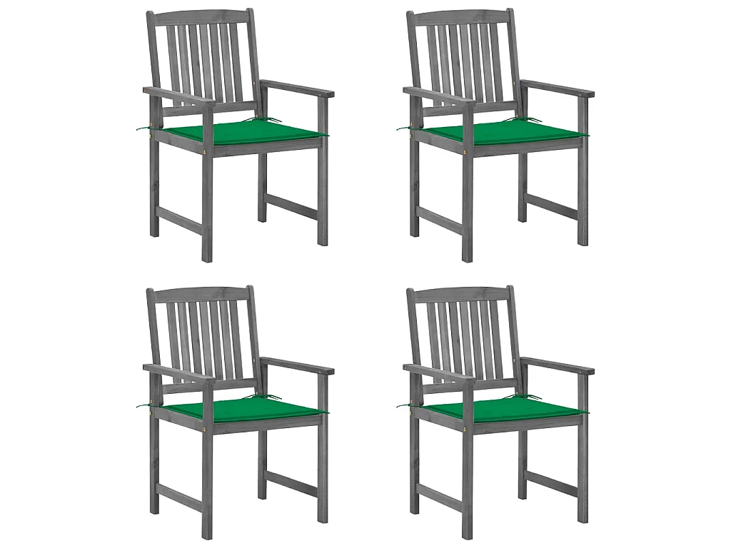 Chaises de jardin avec coussins 4 pcs Gris Bois d'acacia massif SEF71634