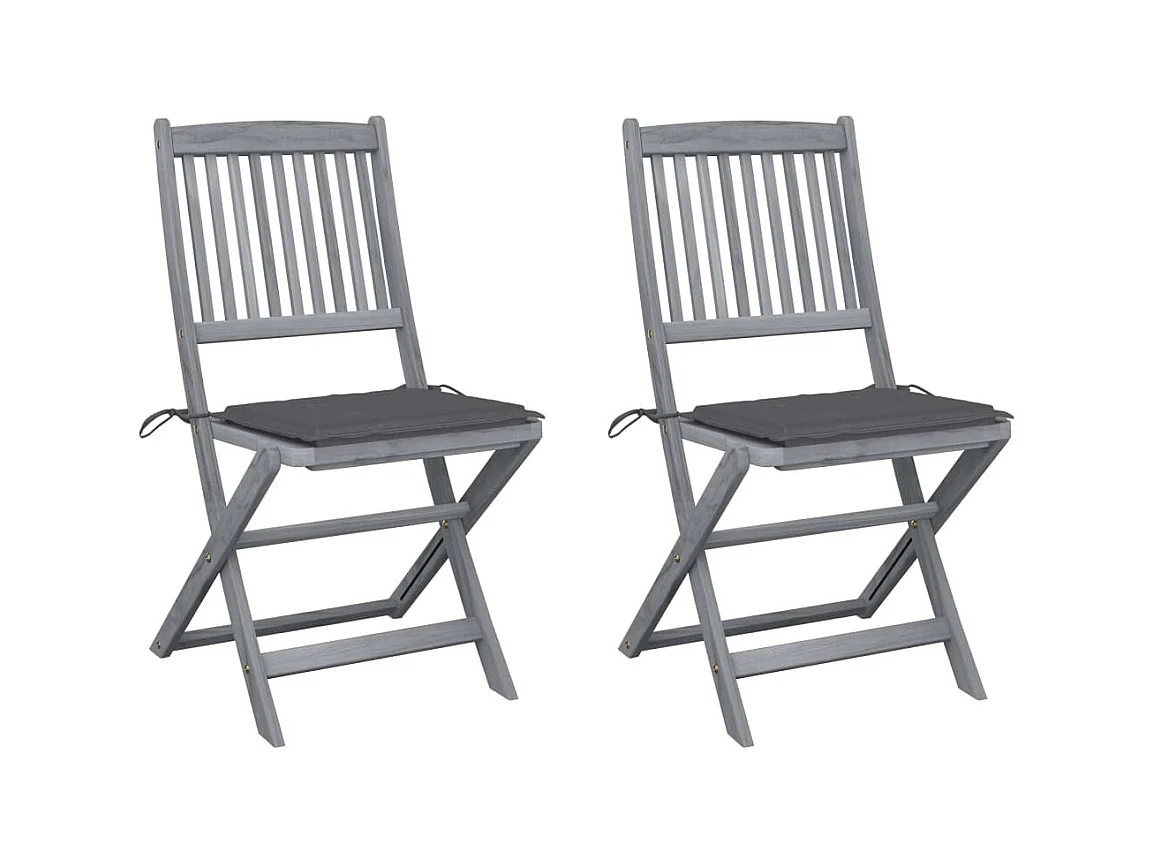 Tuinstoelen 2 st inklapbaar met kussens massief acaciahout NL29751