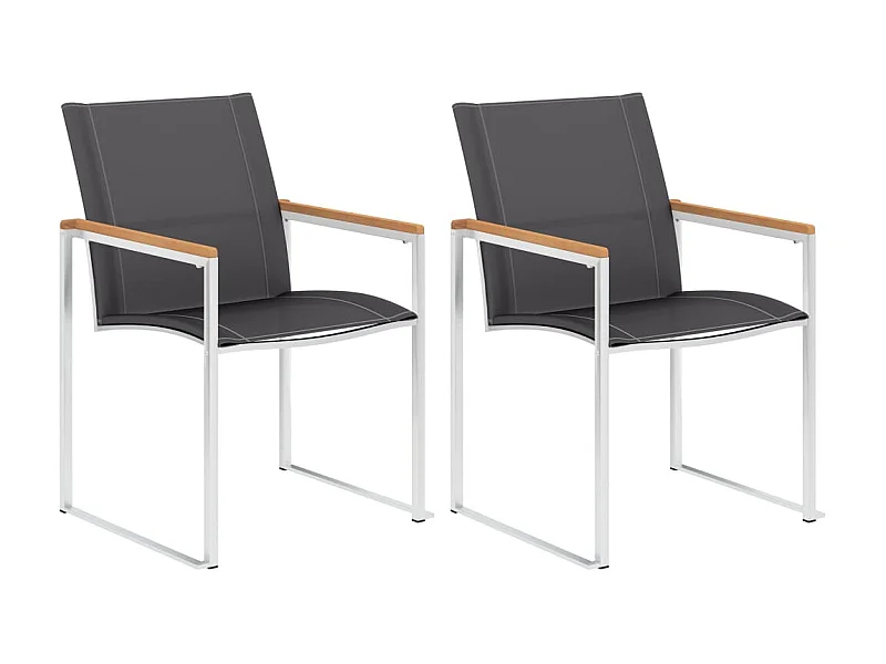 Chaises de jardin 2 pcs Textilène et acier inoxydable Gris SEF17351