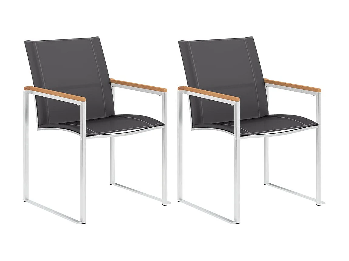 Chaises de jardin 2 pcs Textilène et acier inoxydable Gris SEF17351