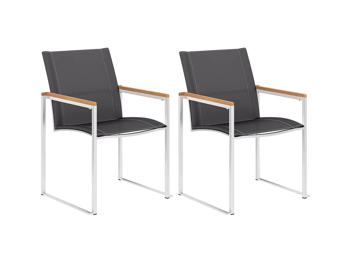 Tuinstoelen 2 st textileen en roestvrij staal grijs NL35385