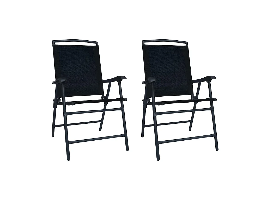 Chaises de jardin pliables 2 pcs Textilène Noir SEF18810
