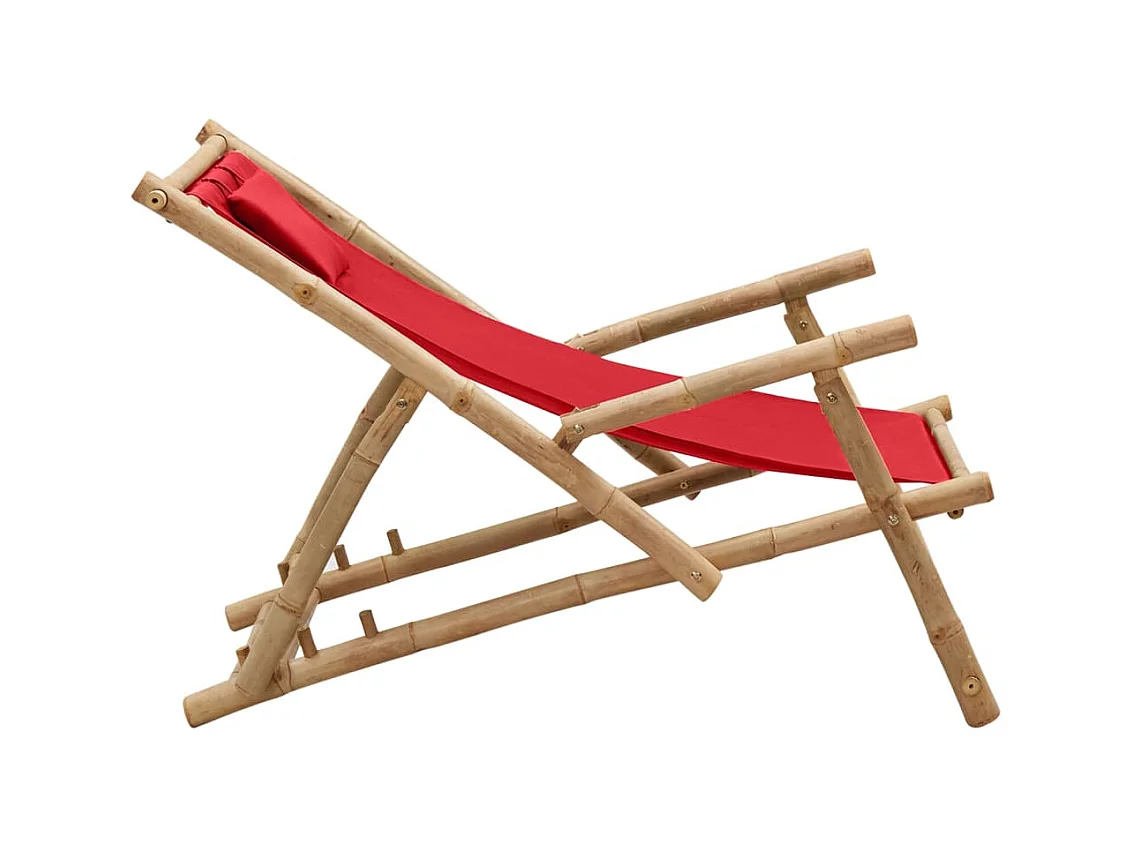 Silla de playa de bambú y lona rojo ES13721