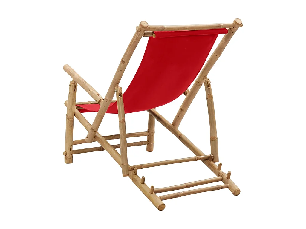 Silla de playa de bambú y lona rojo ES13721