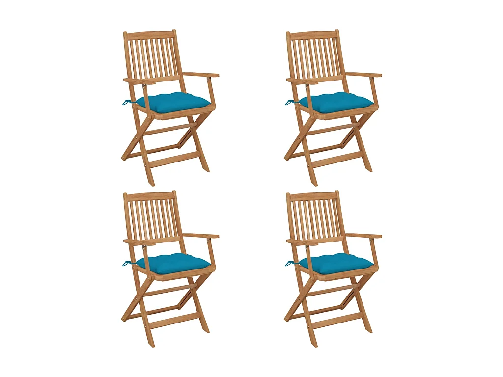 Chaises pliables de jardin 4 pcs avec coussins Bois d'acacia SEF41758