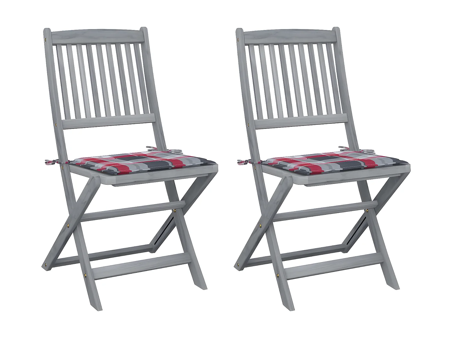 Chaises pliables d'extérieur 2 pcs avec coussins Bois d'acacia SEF55806