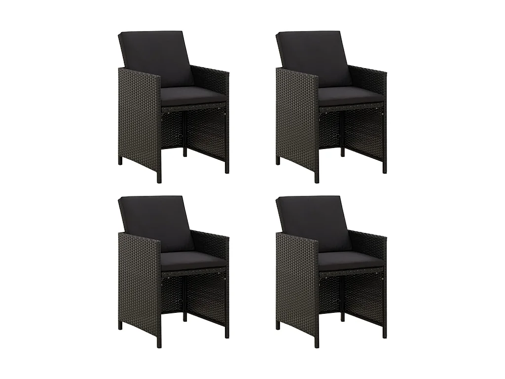 Chaises de jardin avec coussins 4 pcs Résine tressée Noir SEF82704