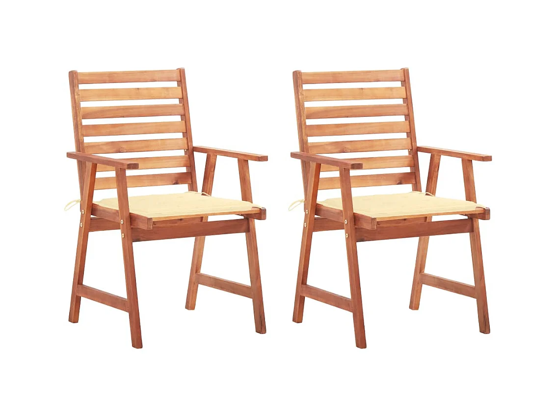Chaises à dîner d'extérieur 2 pcs avec coussins Acacia massif SEF12539