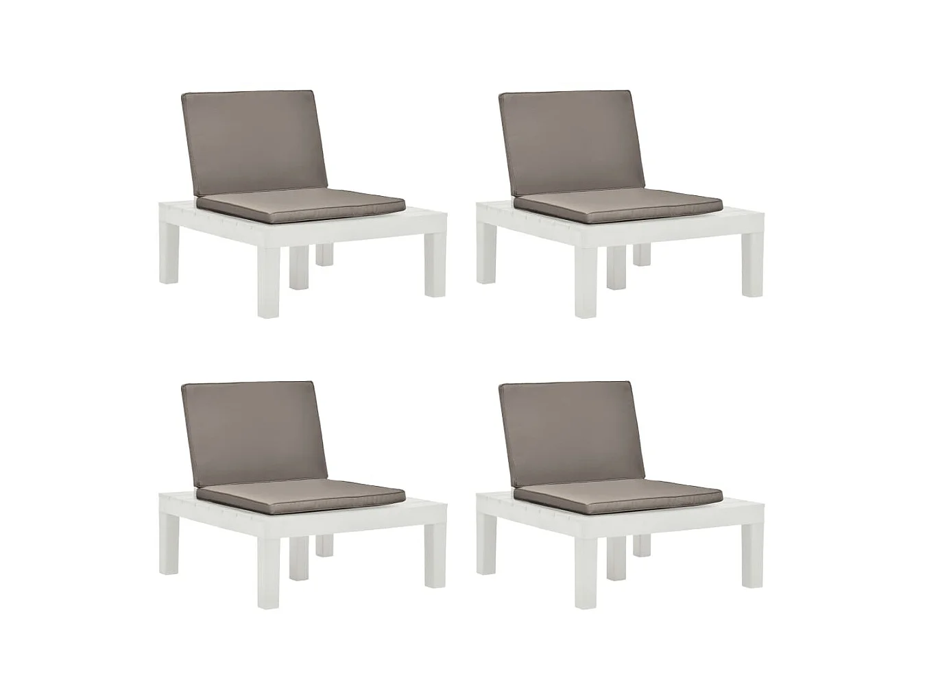Cadeiras de jardim com almofadões 4 pcs plástico branco PT589321