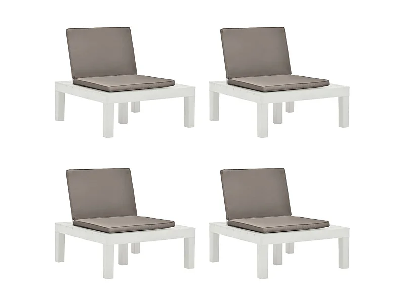 Cadeiras de jardim com almofadões 4 pcs plástico branco PT589321